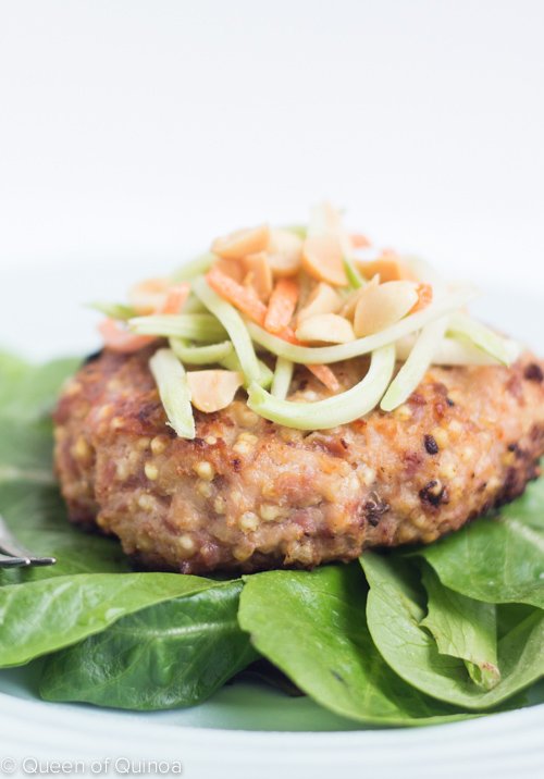 A fun spin on a takeout classic - these Chicken Pad Thai Quinoa Burgers are healthy, delicious and flavorful!