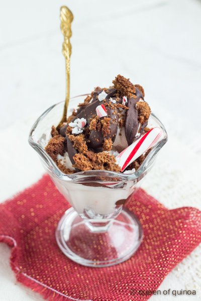 Chocolate Candy Cane Ice Cream Sundae - a special #glutenfree and #dairyfree treat!