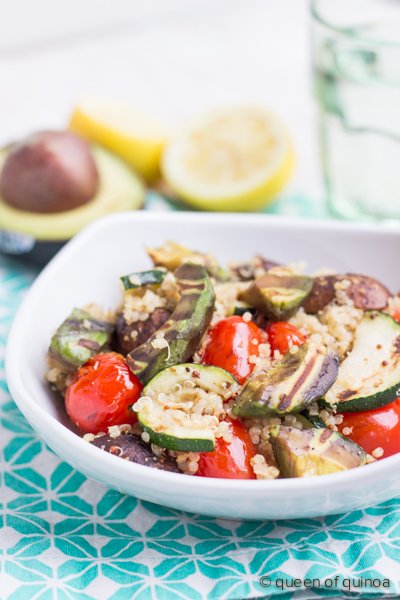 Grilled Vegetable Quinoa Salad with Avocado | recipe on simplyquinoa.com | #glutenfree #vegan