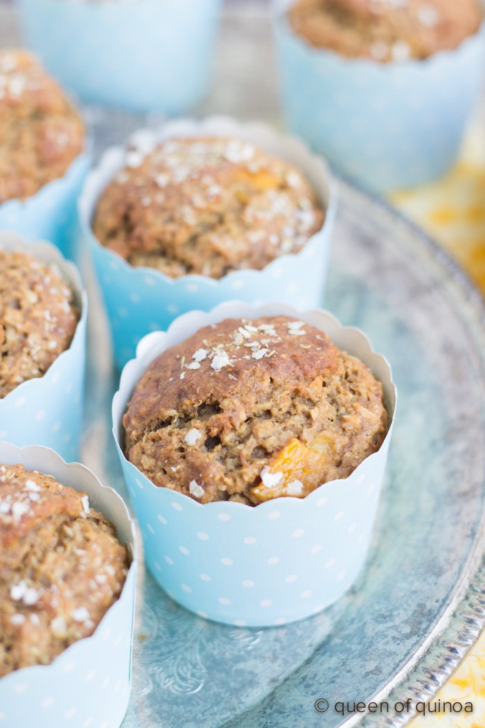 Tropical Mango-Coconut Quinoa Muffins - healthy, gluten-free breakfast treats studded with fresh tropical flavors